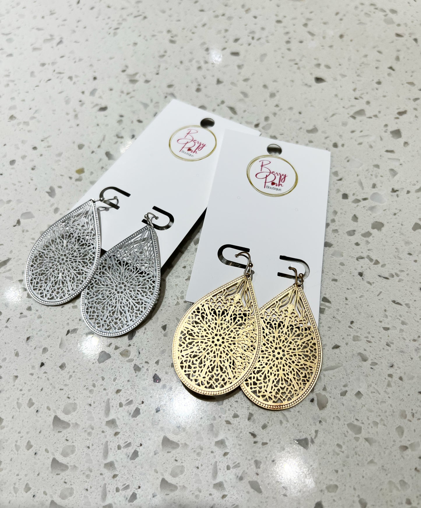 Gold Filigree Drop Earrings